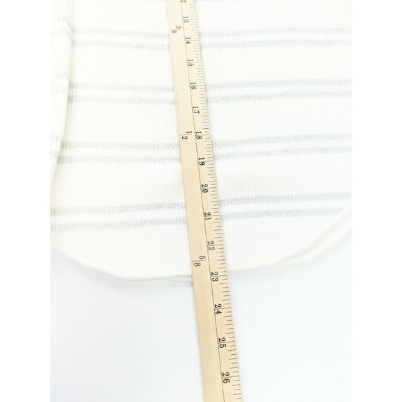 Chaser Sweater Womens Size M Cotton Lurex Ribbed White Silver 2 Keyhole $86 Nwt - Picture 5 of 6